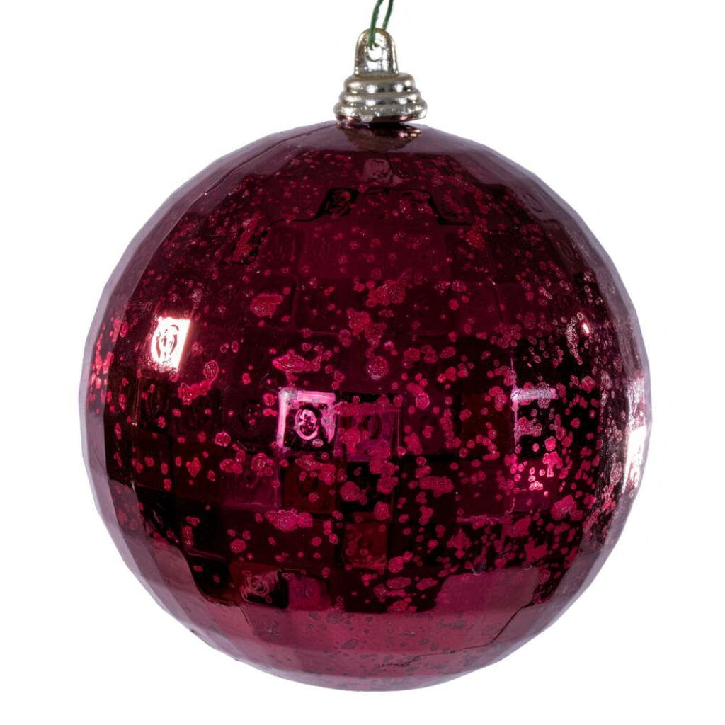 4" Burgundy Mirror Mercury Christmas Ornament (6 Pack) 1