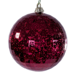 4" Burgundy Mirror Mercury Christmas Ornament (6 Pack) 1