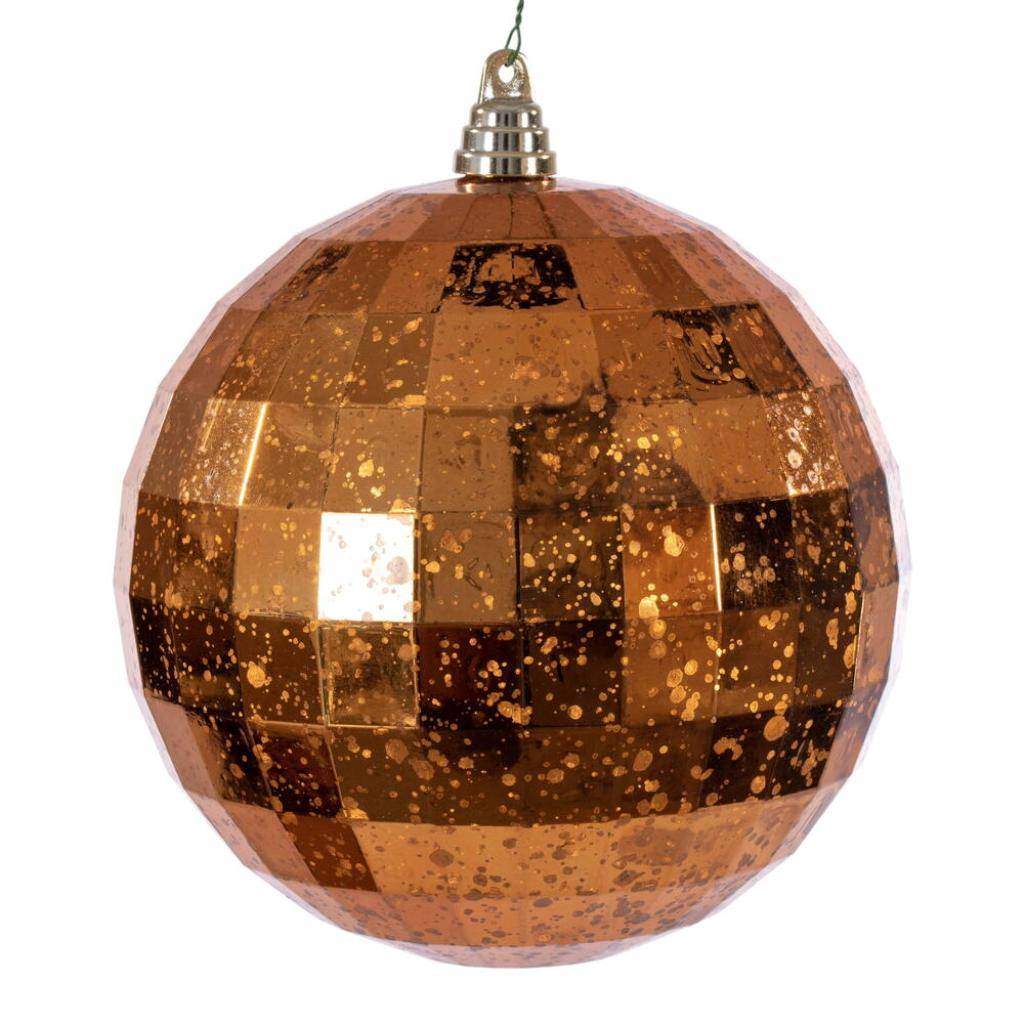 8" Burnish Orange Mirror Mercury Christmas Ornament 1