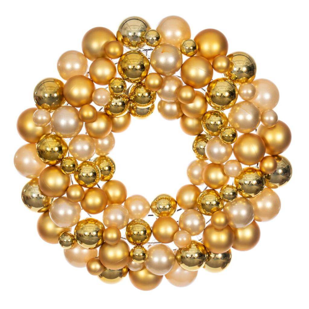 24" Gold Ball Ornament Christmas Wreath 1
