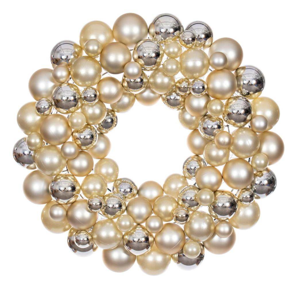 24" Champagne Ball Ornament Christmas Wreath 1