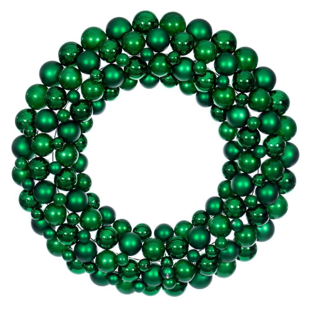 30" Green Ball Ornament Christmas Wreath 1