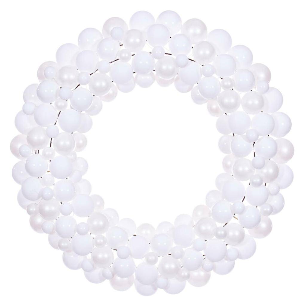 30" White Ball Ornament Christmas Wreath 1