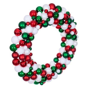 30" White/Red/Green Ball Ornament Christmas Wreath 3