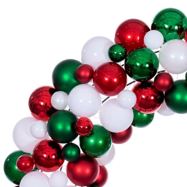 30" White/Red/Green Ball Ornament Christmas Wreath 4