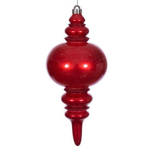 13" Red Candy Glitter Finial Christmas Tree Ornament 1