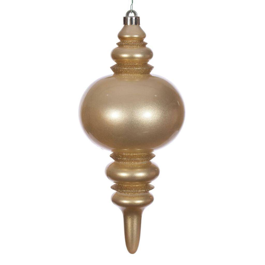 13" Gold Candy Glitter Finial Christmas Tree Ornament 1