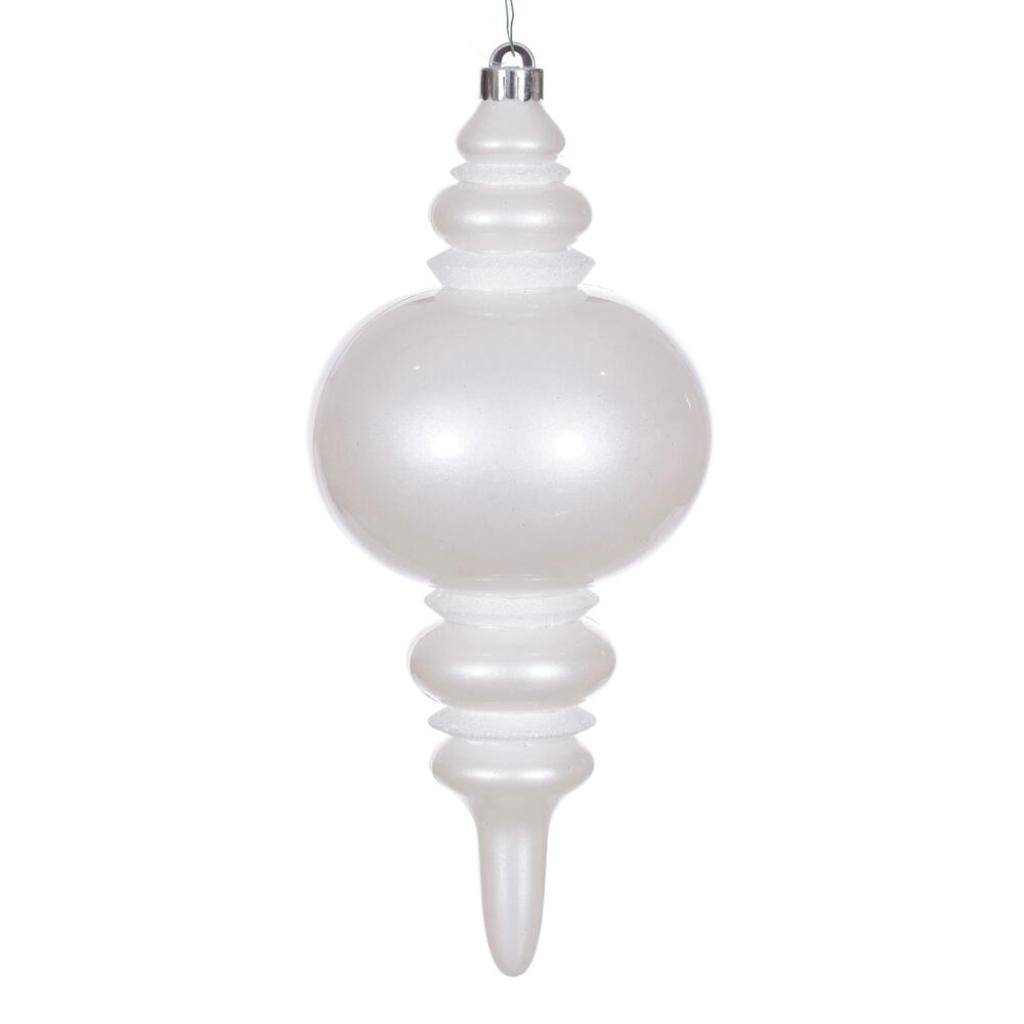 13" White Candy Glitter Finial Christmas Tree Ornament 1