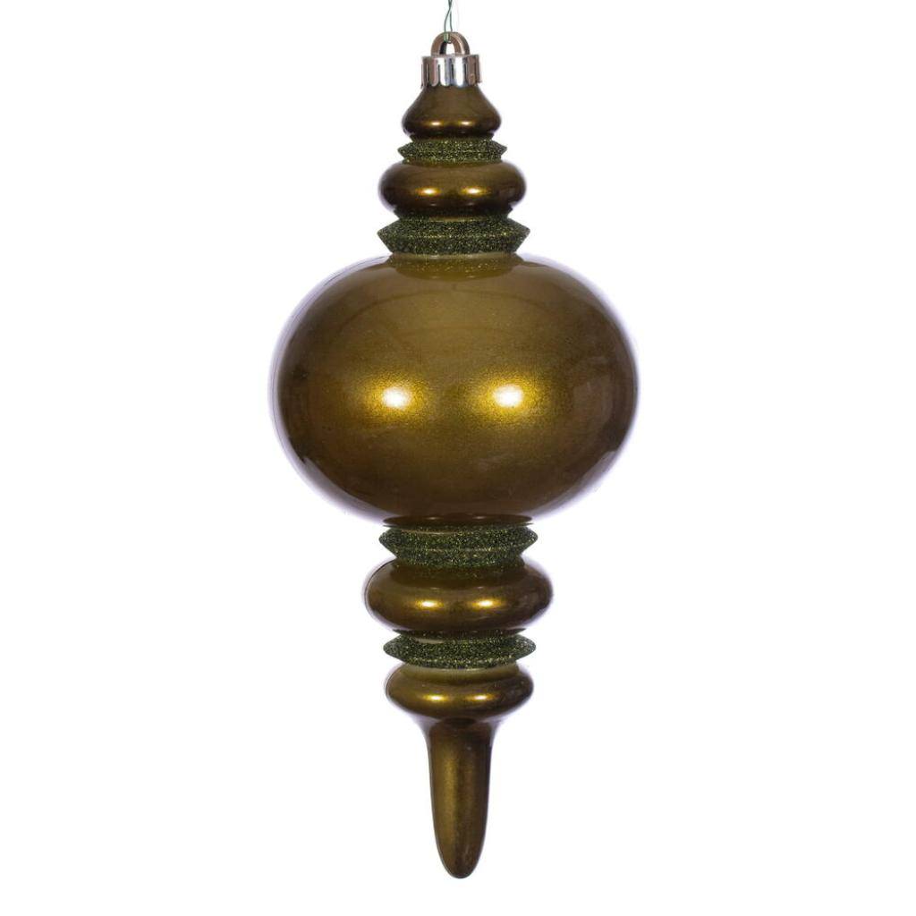 13" Olive Candy Glitter Finial Christmas Tree Ornament 1