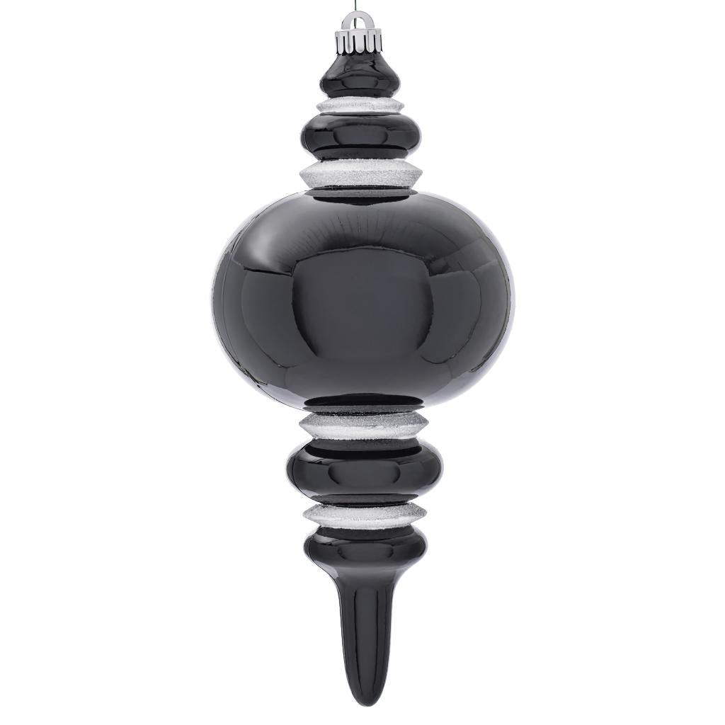 13" Black Candy Glitter Finial Christmas Tree Ornament 1