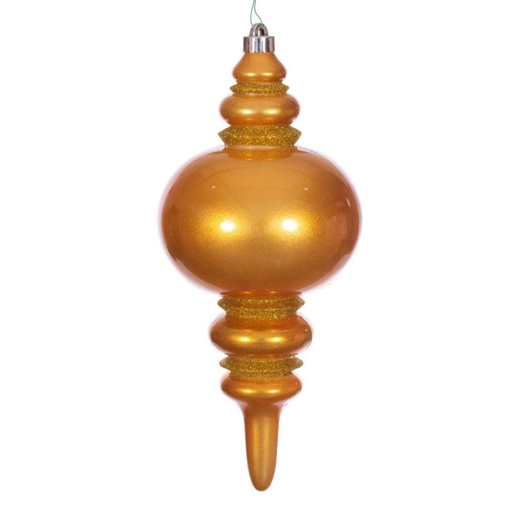 13" Antique Gold Candy Glitter Finial Christmas Tree Ornament 1