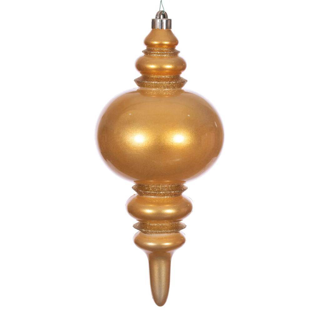 13" Copper Gold Candy Glitter Finial Christmas Tree Ornament 1