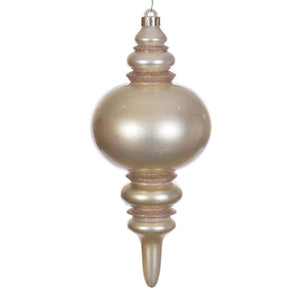 13" Champagne Candy Glitter Finial Christmas Tree Ornament 1