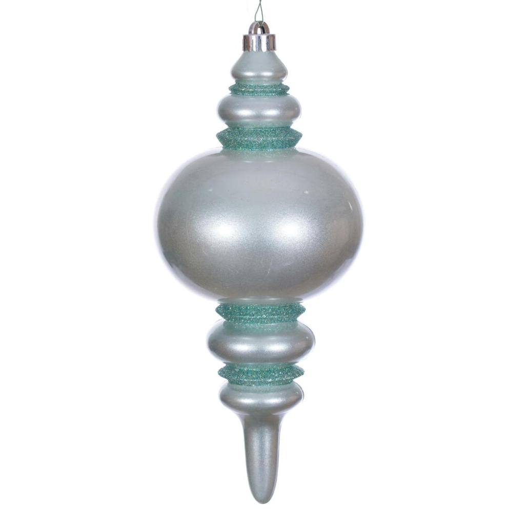 13" Frosty Mint Candy Glitter Finial Christmas Tree Ornament 1