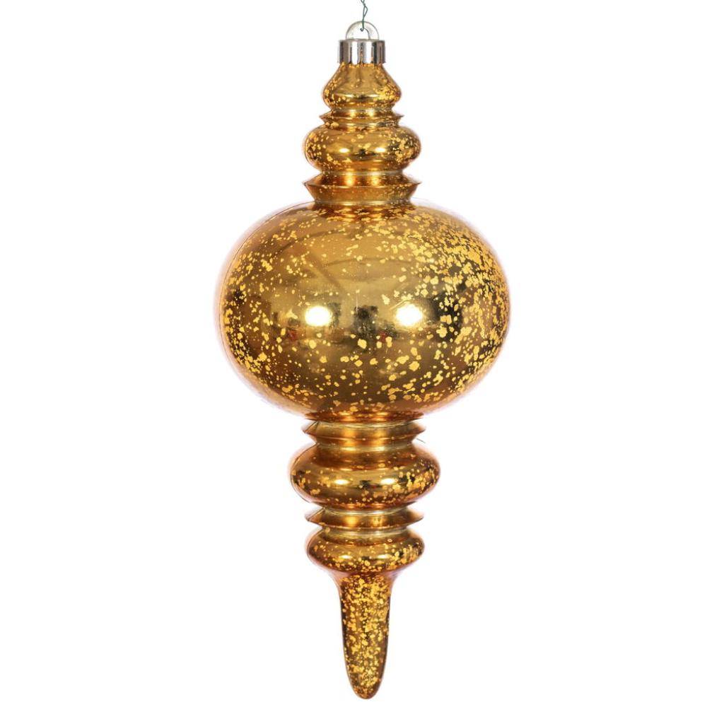 13" Antique Gold Mercury Finial Christmas Tree Ornament 1
