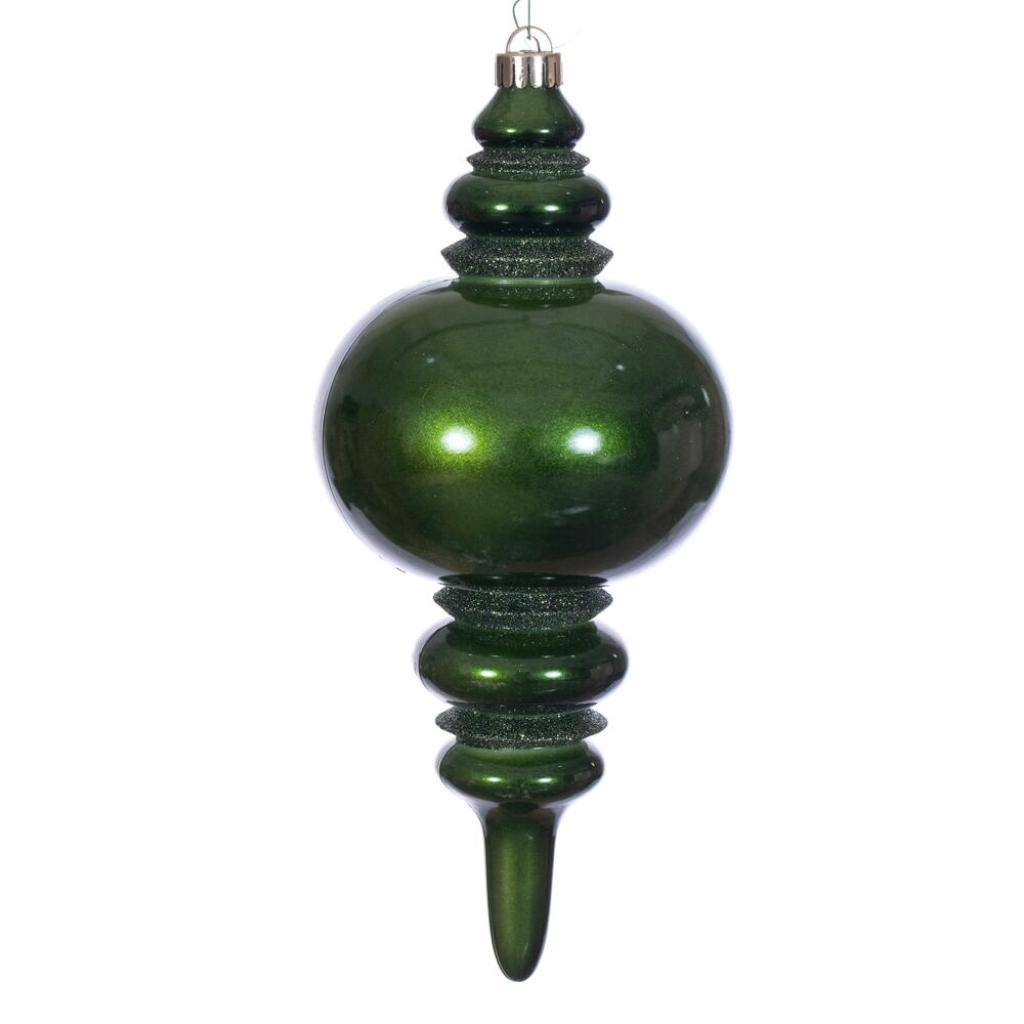 13" Moss Green Candy Glitter Finial Christmas Tree Ornament 1