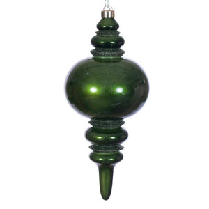 13" Moss Green Candy Glitter Finial Christmas Tree Ornament 1