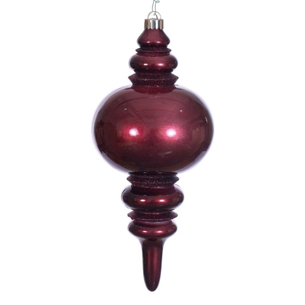 13" Burgundy Glitter Finial Christmas Tree Ornament 1