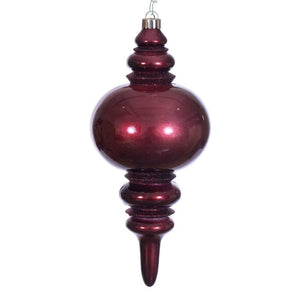 13" Burgundy Glitter Finial Christmas Tree Ornament 1