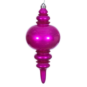 13" Fuchsia Glitter Finial Christmas Tree Ornament 1