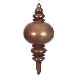 13" Mocha Glitter Finial Christmas Tree Ornament 1