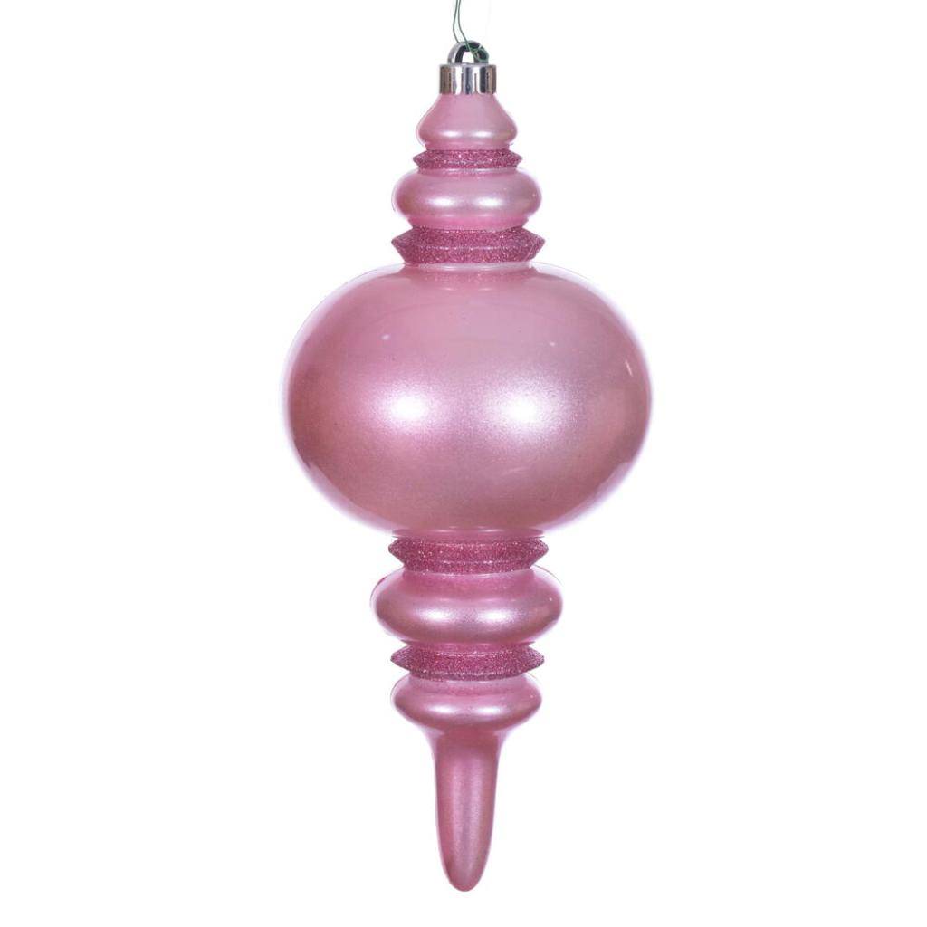 13" Pink Candy Glitter Finial Christmas Tree Ornament 1