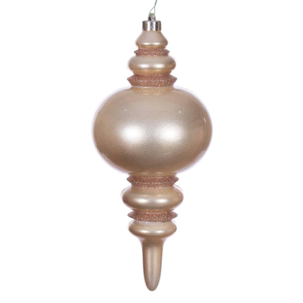 13" Cafe Latte Candy Glitter Finial Christmas Tree Ornament 1