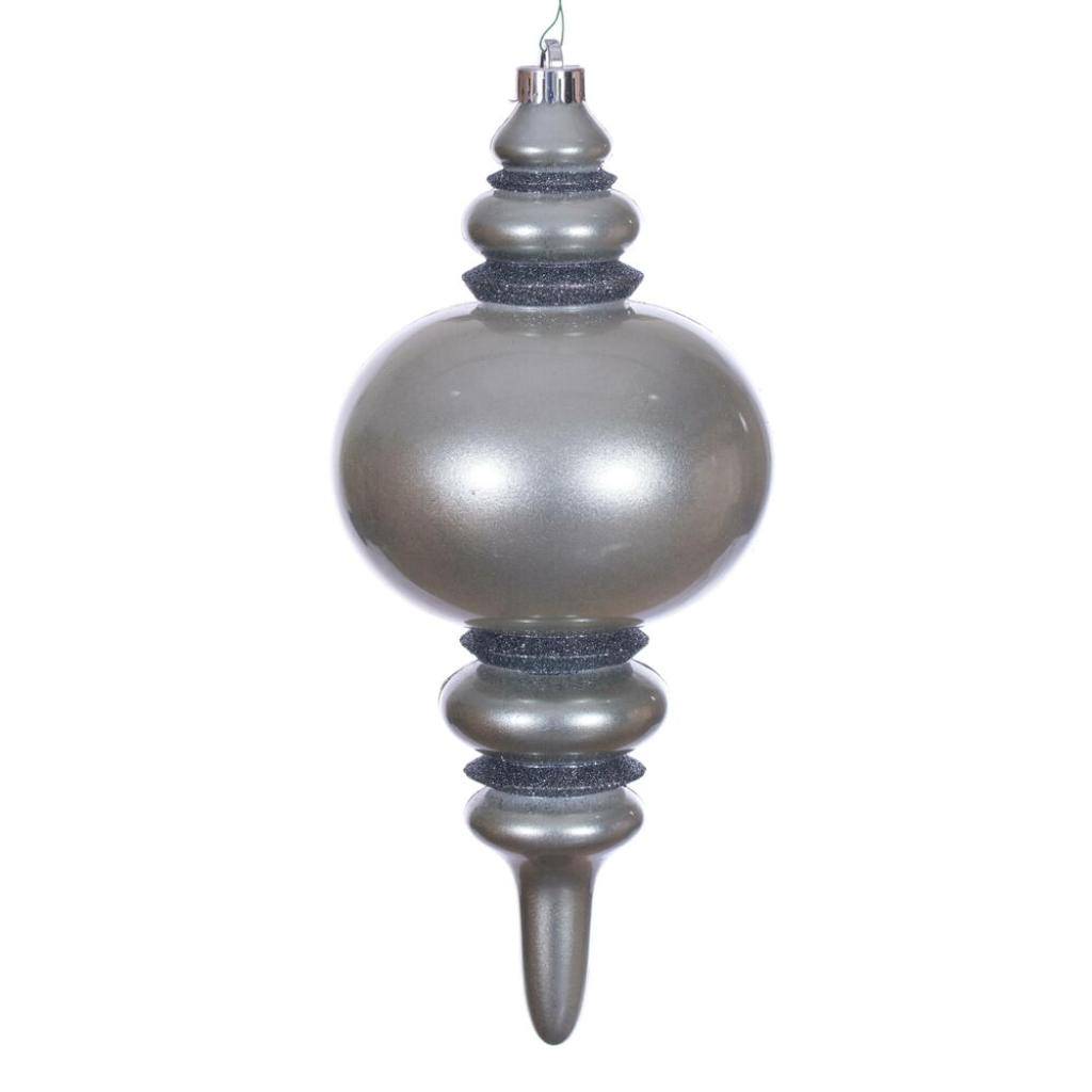13" Pewter Candy Glitter Finial Christmas Tree Ornament 1