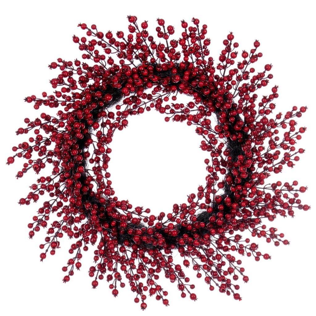 28" Red Crab Apple Mixed Berry Light Artificial Christmas Wreath 1