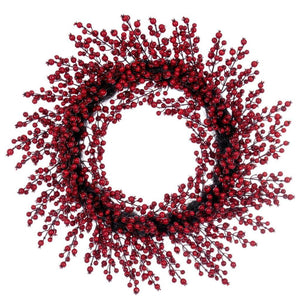28" Red Crab Apple Mixed Berry Light Artificial Christmas Wreath 1