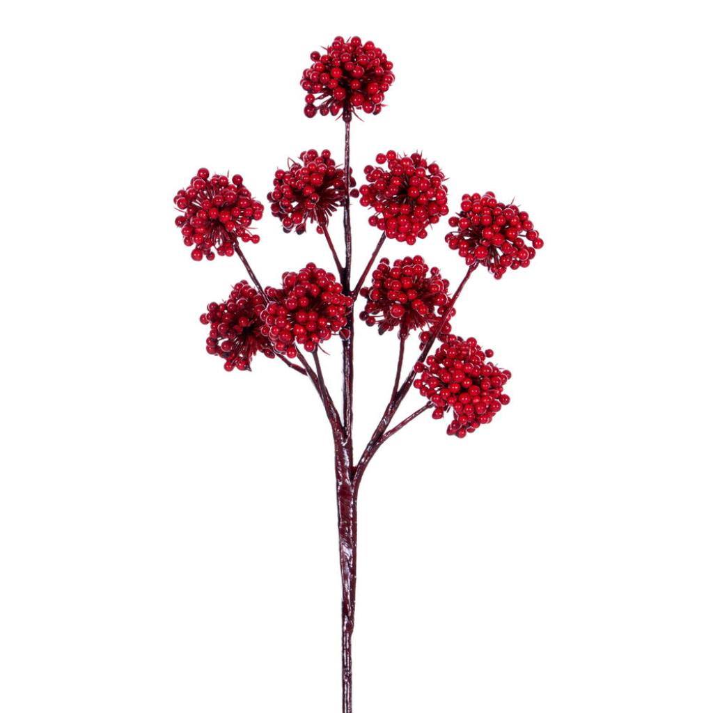 14" Red Pom Pom Berry Unlit Pick (6 Pack) 1