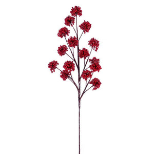 24" Red Pom Pom Berry Artificial Spray (4 Pack) 1