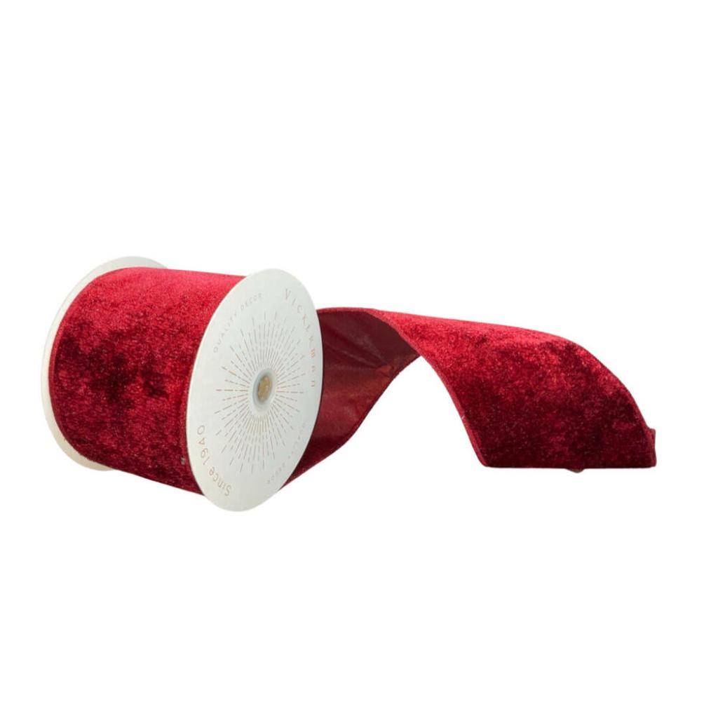4" x 10Yd Wine Plush Velvet Christmas Ribbon 1
