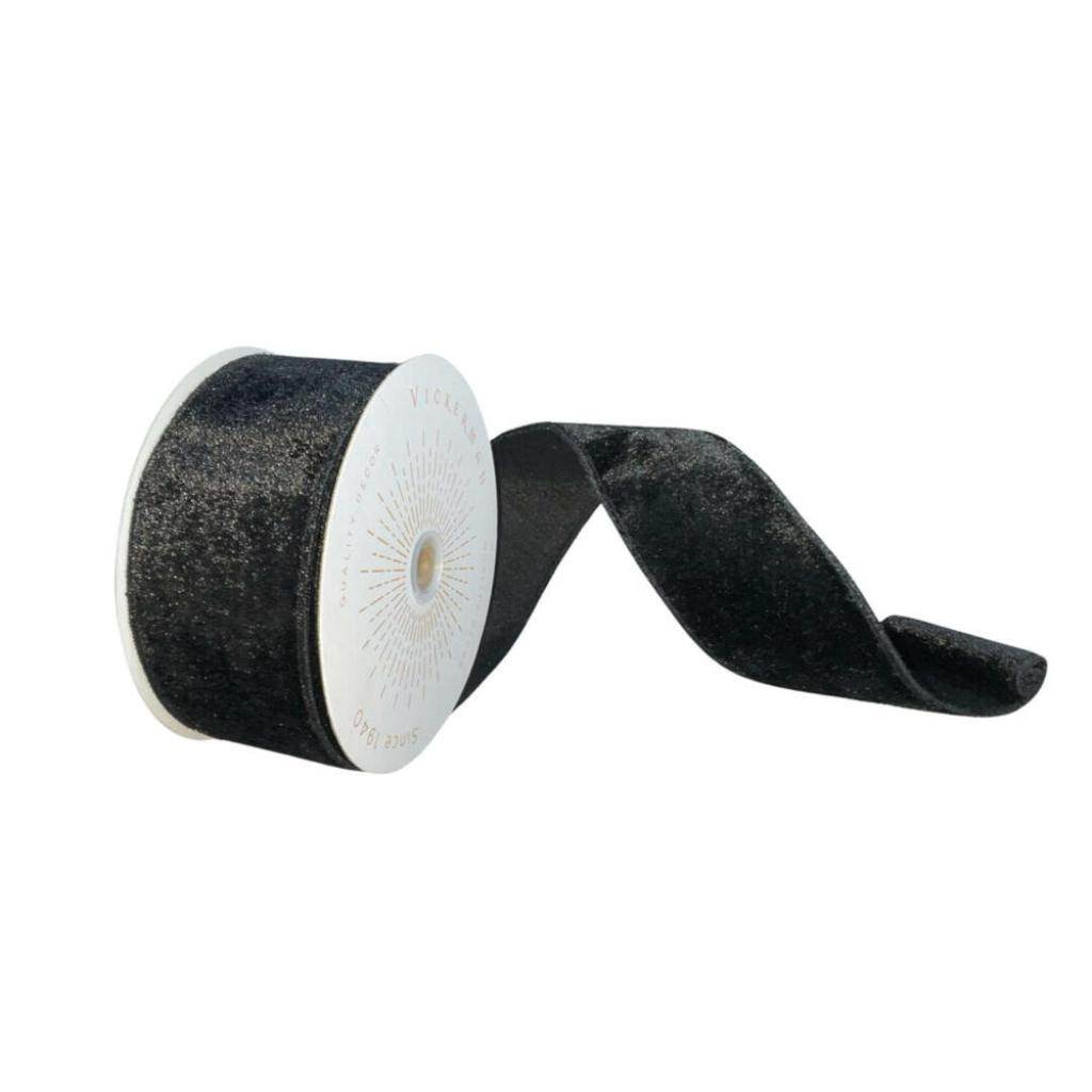2.5" x 10Yd Black Plush Velvet Christmas Ribbon 1