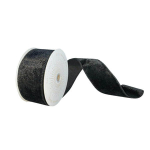 2.5" x 10Yd Black Plush Velvet Christmas Ribbon 1