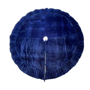 72" Plush Midnight Blue Velvet Christmas Tree Skirt 1