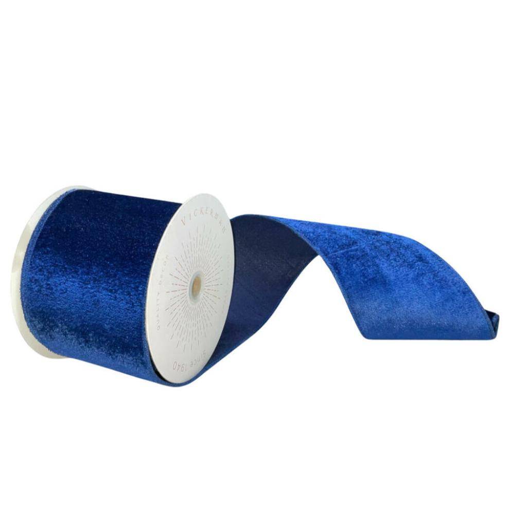 4" x 10Yd Midnight Blue Plush Velvet Christmas Ribbon 1