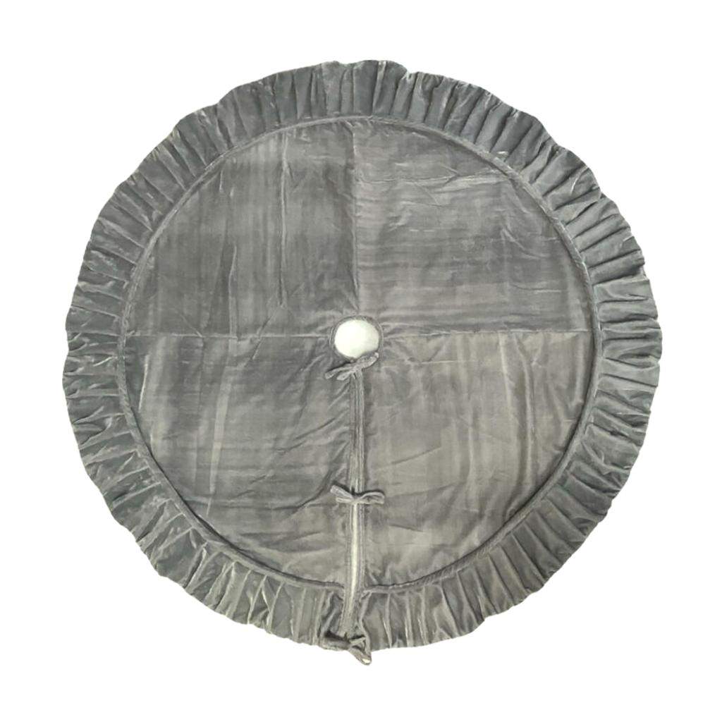 60" Plush Silver Velvet Christmas Tree Skirt 1