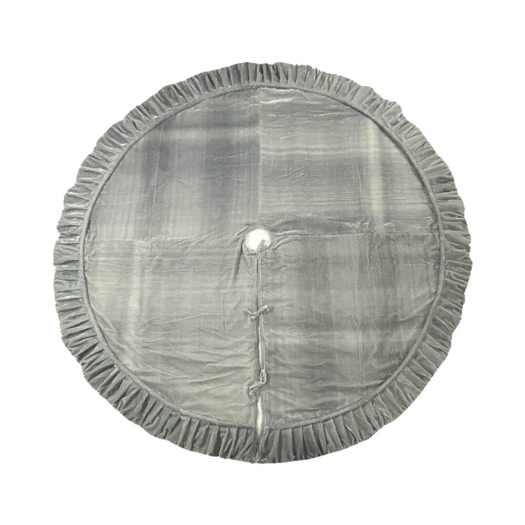 84" Plush Silver Velvet Christmas Tree Skirt 1