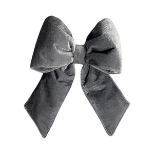 12" x 15" Plush Silver Velvet Christmas Bow 1