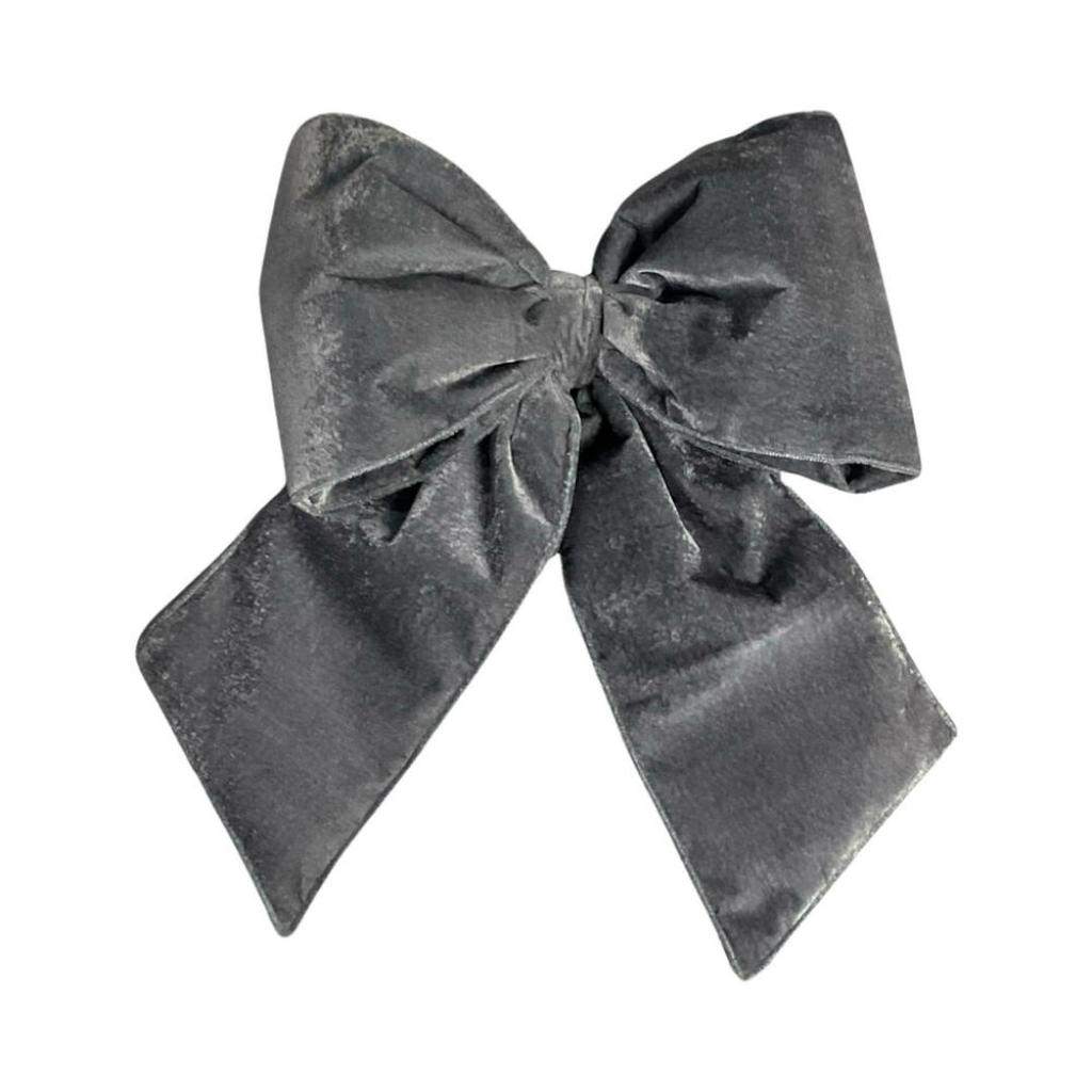 18" x 23" Plush Silver Velvet Christmas Bow 1