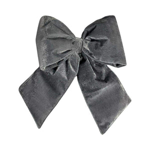 18" x 23" Plush Silver Velvet Christmas Bow 1