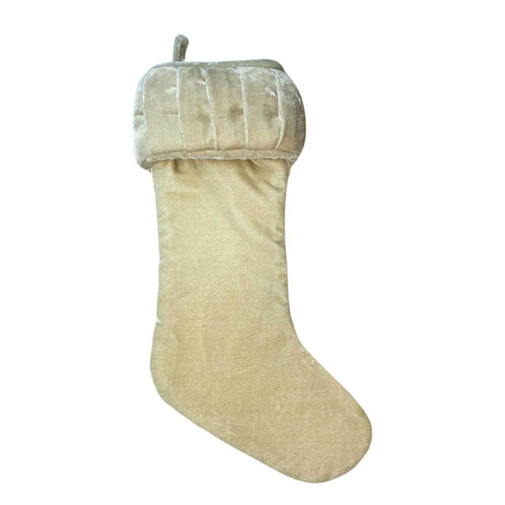 8" x 19" Champagne Plush Velvet Christmas Stocking 1