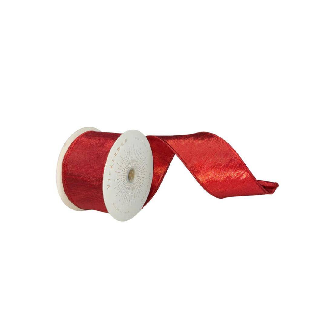 2.5" x 10Yd Red Metallic Christmas Ribbon 1