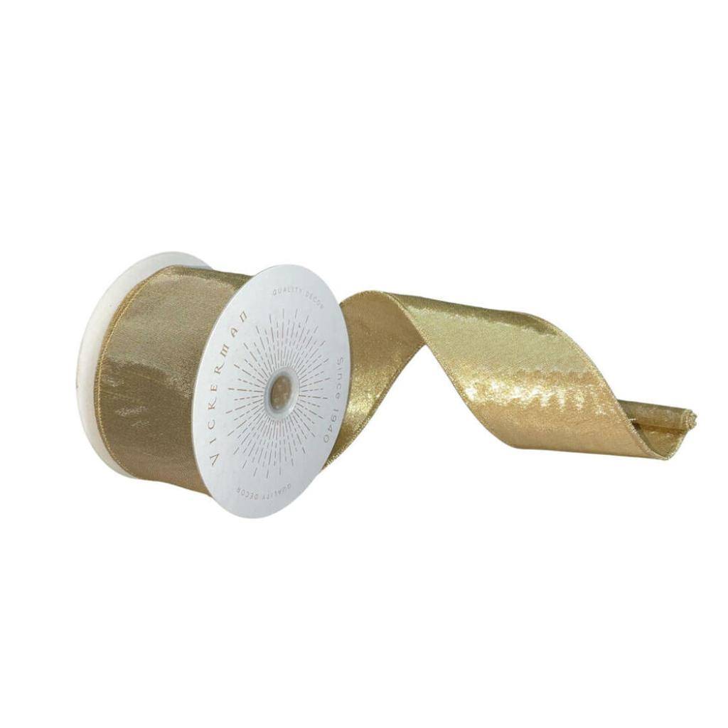 2.5" x 10Yd Gold Metallic Christmas Ribbon 1