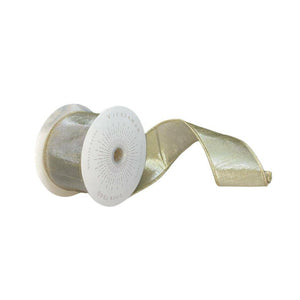2.5" x 10Yd Champagne Metallic Christmas Ribbon 1