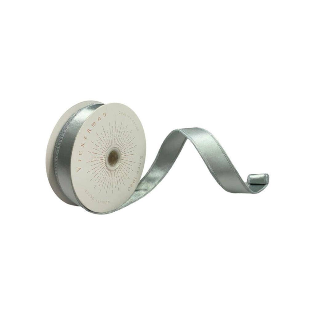 1" x 10Yd Silver Satin Christmas Ribbon 1