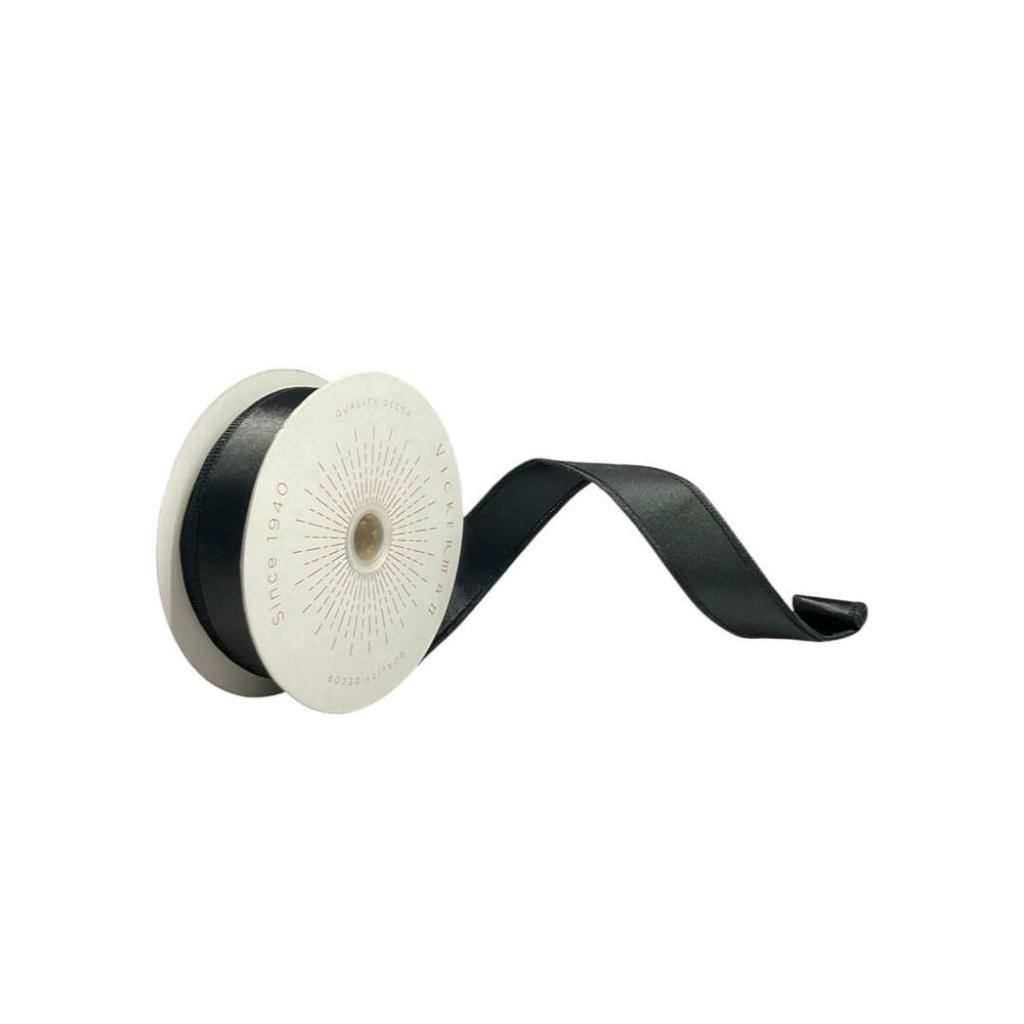 1" x 10Yd Black Satin Christmas Ribbon 1