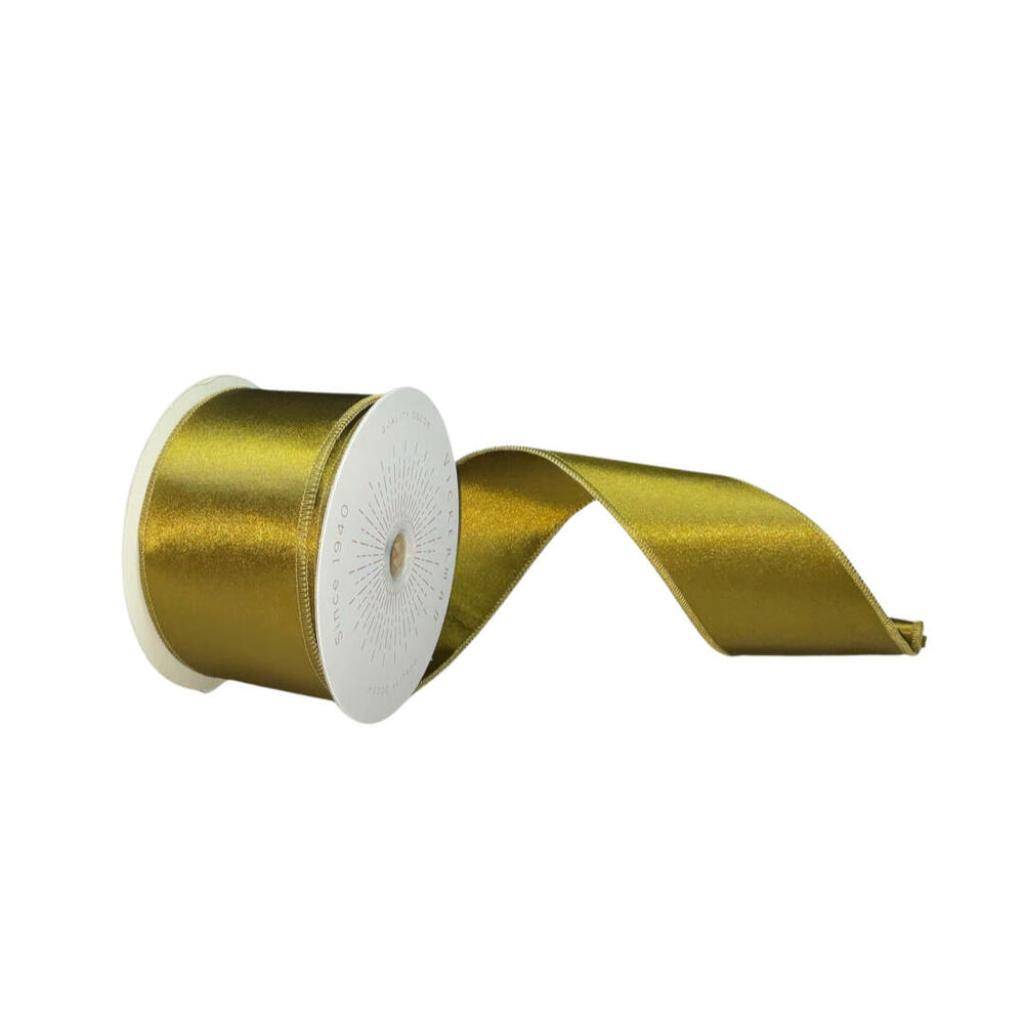 2.5" x 10Yd Olive Satin Christmas Ribbon 1