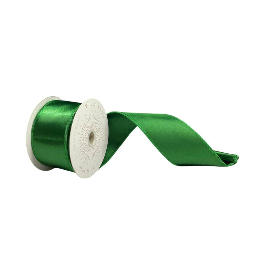 2.5" x 10Yd Emerald Satin Christmas Ribbon 1